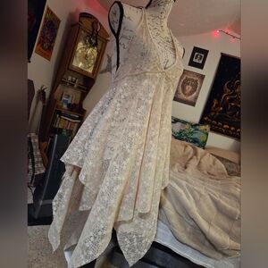 Cream lace halter dress